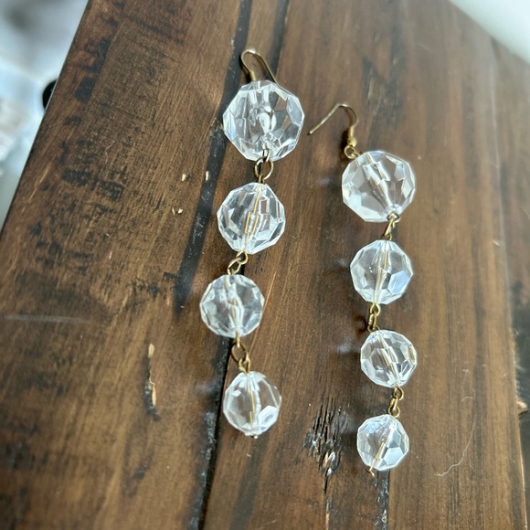 90’s Vintage Faux Crystal Bead Drop Earrings 90s - Picture 7 of 9